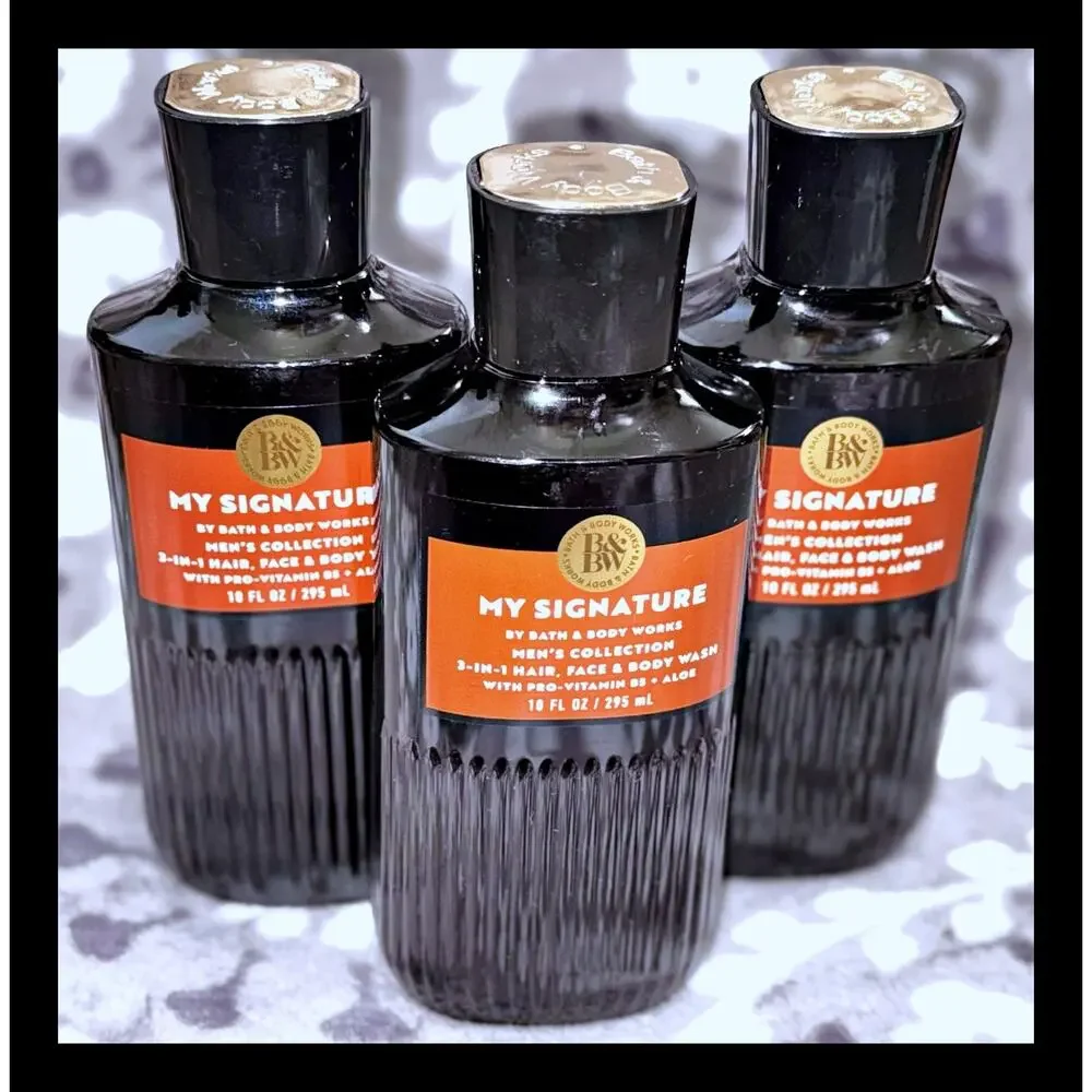 Bath & Body Works 10 oz My Signature Men's 3-in-1 Hair Face Body Wash Gel x3